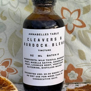 Organic Double Extracted Cleavers & Burdock Root Herbal Tincture