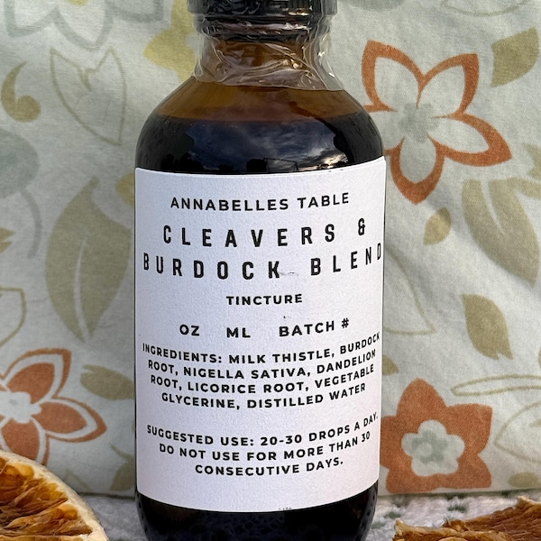 Organic Double Extracted Cleavers & Burdock Root Herbal Tincture