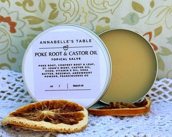 Poke Root and Castor Oil Natural Organic Herbal Salve