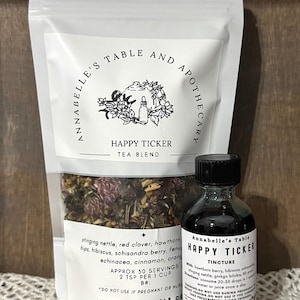 Happy Ticker Duo Herbal Tea And Tincture Set with Hawthorn Berry and Red Clover