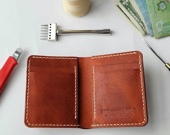 Horween Vertical Wallet, Dundas Handmade Wallet, Bifold Wallet, Full Grain Leather, Custom Wallet, Personalized Wallet, Mens Wallet, Gift