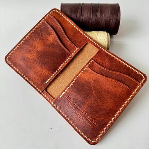 Horween Leather Bifold Wallet, Handmade Wallet, Full Grain Leather, Personalized Wallet, Hand Stitched