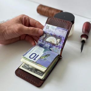 Handmade Leather Money Clips Wallet, Slim Bifold Card Holder, Bills Clip, Minimalist Wallet, Front Pocket Wallet, Free Key Chain, Gift