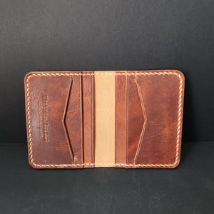 Tarjetero Dundas de Horween Leather, billetera plegable, cuero flor, billetera minimalista, billetera horizontal, tarjetero delgado, regalo para él