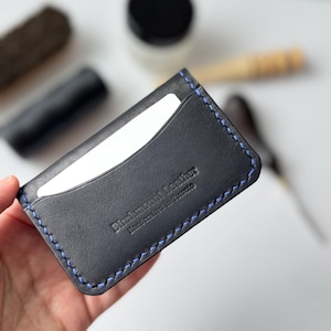 Gevouwen portemonnee, Horween-leer, 4 zakken portemonnee, slanke portemonnee, Valhalla kaarthouder, handgemaakte portemonnee, volnerf leer, minimalistische portemonnee