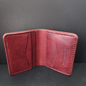 Horween-leer, handgemaakte portemonnee, tweevoudige portemonnee, volnerfleer, cadeau, handgemaakte portemonnee, plantaardig leer