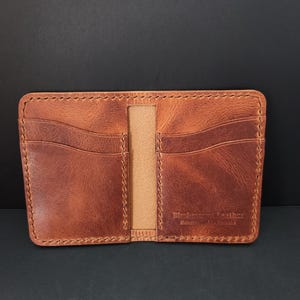 Horween-leer, Dundas verticale portemonnee, handgemaakte portemonnee, volnerf leer, minimalistische portemonnee, dubbele portemonnee, herenportemonnee, gepersonaliseerd