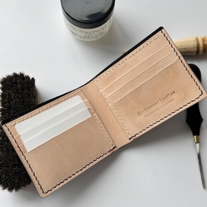 Horween Pflanzlich gegerbtes Leder, Yonge Handgefertigte Brieftasche, Bifold Brieftasche, Vollnarbenleder, Naturleder Brieftasche, Maßgeschneidert, Vatertagsgeschenk