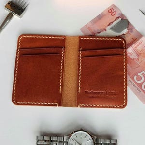 Carteira Horween Leather, Carteira Dupla, Carteira de Couro Minimalista, Carteira Masculina Fina, Carteira Masculina, Carteira para Cartão, Vertical, Carteira para o Dia dos Pais
