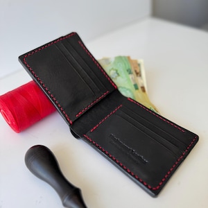 Horween leren portemonnee: handgemaakte volnerf zwarte portemonnee, klassieke portemonnee, herenportemonnee, handgemaakt, gemaakt in Canada