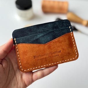 Pueblo-Leder Kartenhalter, Pueblo-Leder Brieftasche, Vollnarbenleder, Minimalistische Brieftasche, Italienisches Leder, Badalassi Carlo, Vatertagsgeschenk