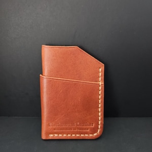 Horween-kaarthouder, Jarvis minimalistische portemonnee, handgemaakte kaarthouder, volnerf leer, handgemaakte portemonnee, Horween-leer, snap-portemonnee