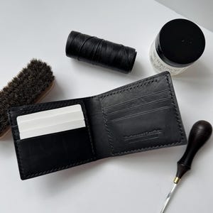 Horween Leder, Yonge Handgefertigte Leder Brieftasche, Bifold Brieftasche, Vollnarbenleder, Klassische Leder Brieftasche, Schwarze Brieftasche, Geschenk zum Vatertag