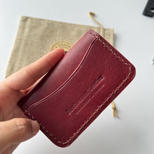 Horween leren portemonnee met 4 zakken, Valhalla kaarthouder, handgemaakte portemonnee, volnerf leer, minimalistische portemonnee, slanke portemonnee, Valentijnsdag