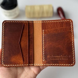 Horween Leather, Dundas Vertical e Porta-Cartões Horizontal, Carteira Feita à Mão, Couro de Flor Integral, Carteira Minimalista, Carteira Masculina, Dobrável
