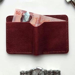 Horween leren portemonnee, Dundas handgemaakte portemonnee, dubbele portemonnee, volnerf leer, cadeau, plantaardig gelooid leer, Valentijnsdagcadeau
