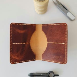Carteira Horween de couro, porta-cartões, compartimento grande para dinheiro, carteira feita à mão, couro integral, carteira de couro, presente para o dia dos pais