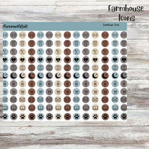 Farmhouse Icons Sheet, for Erin Condren, Happy Planner, Makselife, Plum Paper, Hobonichi and more.