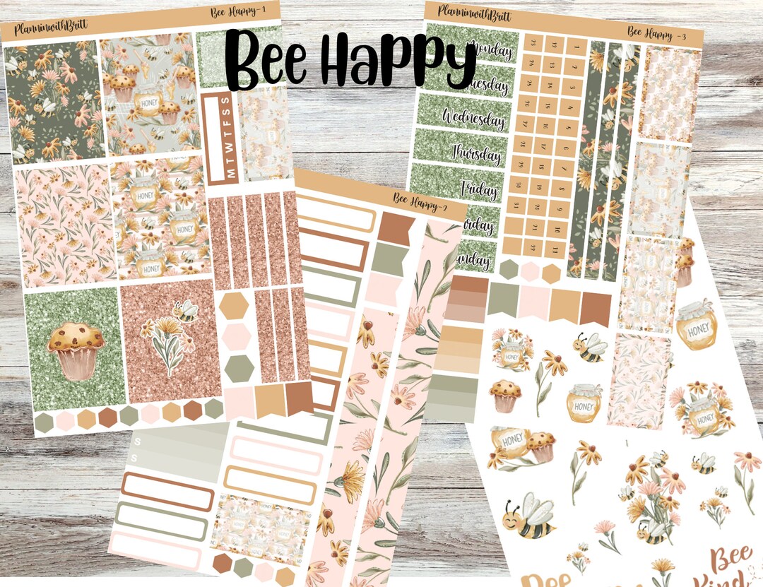 Bee Happy Weekly Planner Sticker Kit for Erin Condren, Makselife, Plum ...