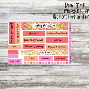 Road Trip Makselife weekly actions/reflections sheet