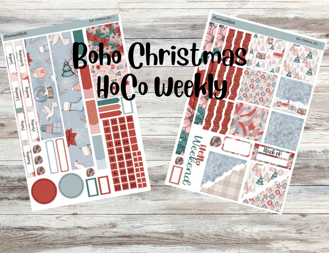 Boho Christmas Hobonichi Cousin A5 Weekly Planner Sticker Kit - Etsy