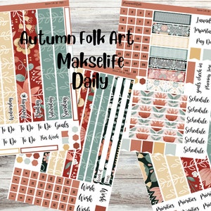 Autumn Folk Art Makselife Daily A5 planner sticker kit