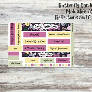 Butterfly Garden Makselife weekly actions/reflections sheet