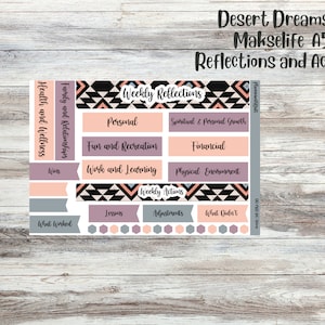 Desert Dreams Makselife weekly actions/reflections sheet