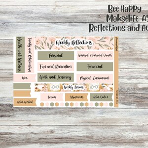 Bee Happy Makselife weekly actions/reflections sheet