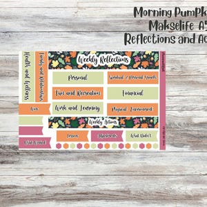 Morning Pumpkin Makselife weekly actions/reflections sheet