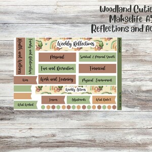 Woodland Cuties Makselife weekly actions/reflections sheet