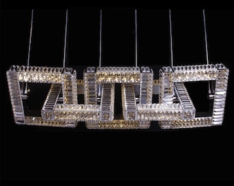 5-Ring Rectangular Linear Crystal Chandelier