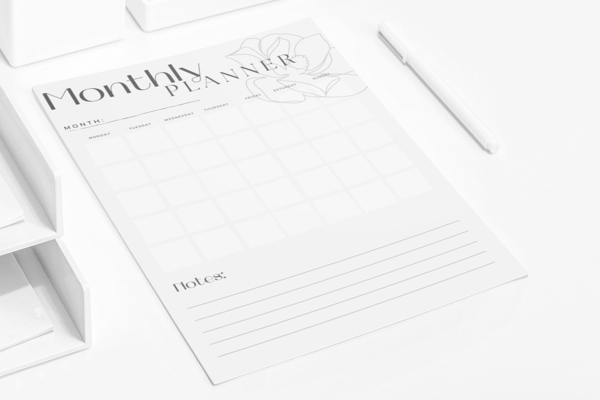 Printable Minimalist Monthly Calendar Etsy