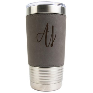 Custom Engraved Leather Tumbler