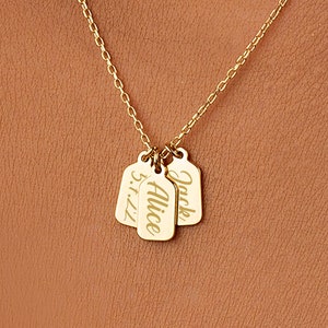 14K Gold Name Bar Tag Necklace, Personalized Gift for Mom, Birthday Gifts for Her, Necklaces for Women, Christmas Gifts
