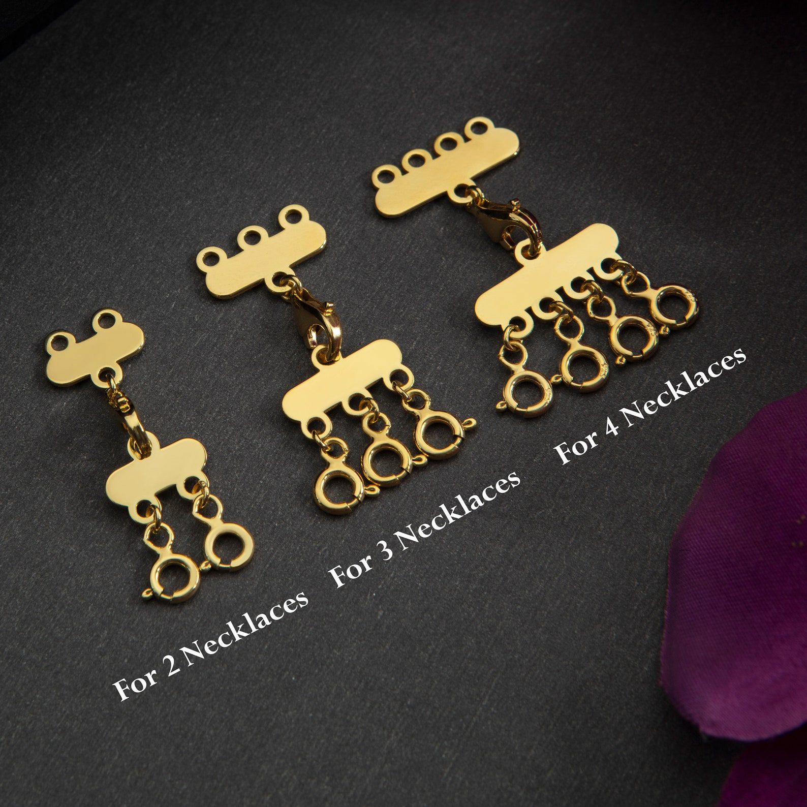 14k Solid Gold Layered Necklace Clasp, Multi Necklace Separator