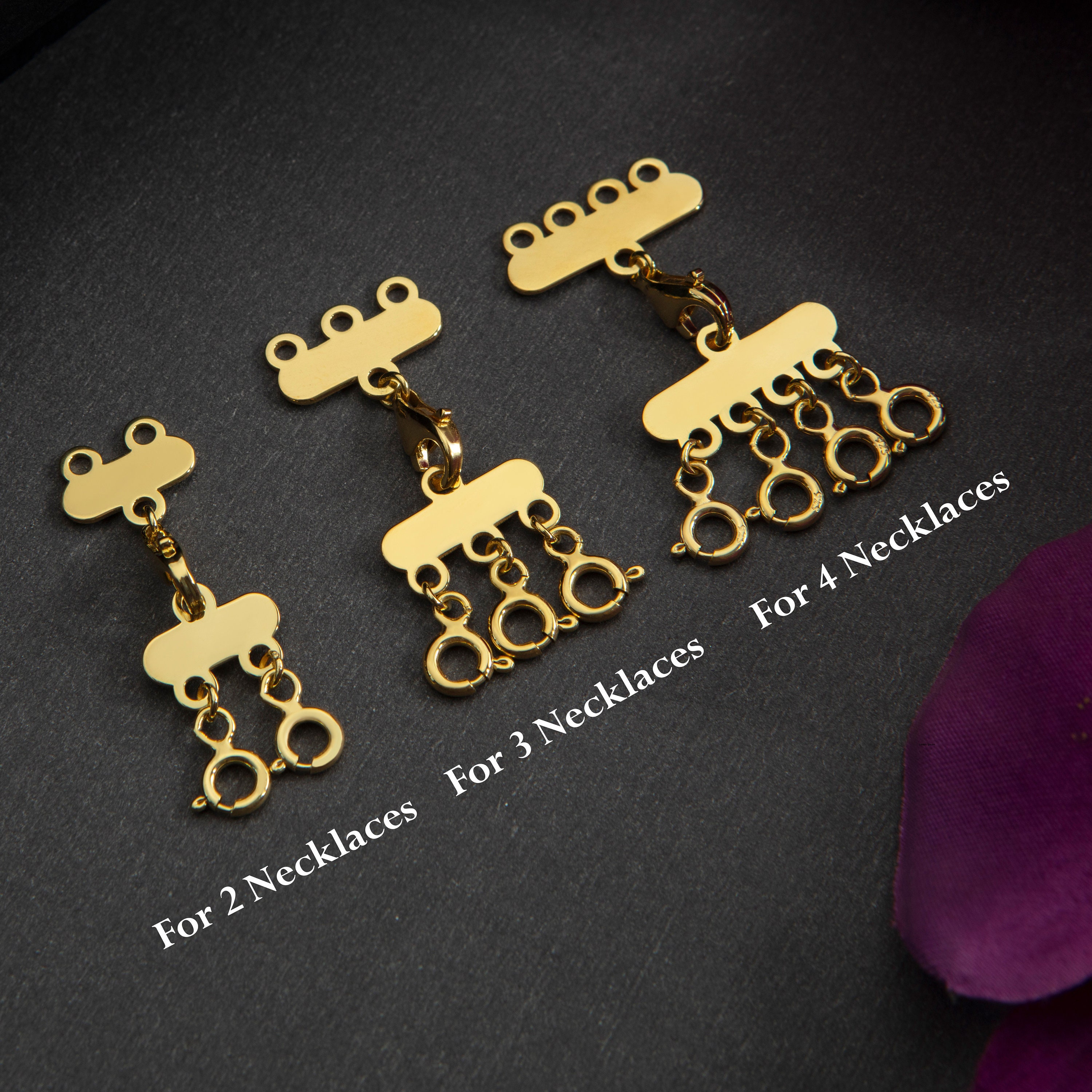 14k Solid Gold Layered Necklace Clasp Multi Necklace Etsy