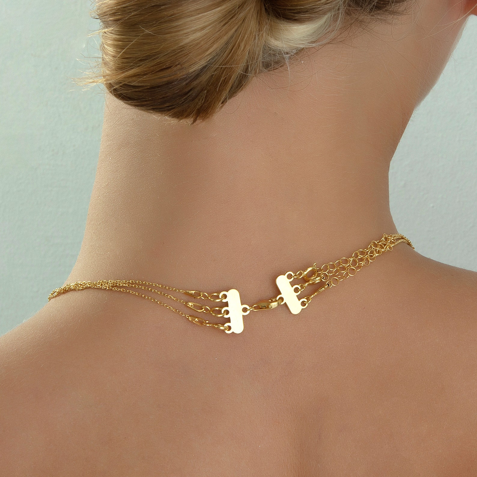 14k Solid Gold Layered Necklace Clasp, Multi Necklace Separator