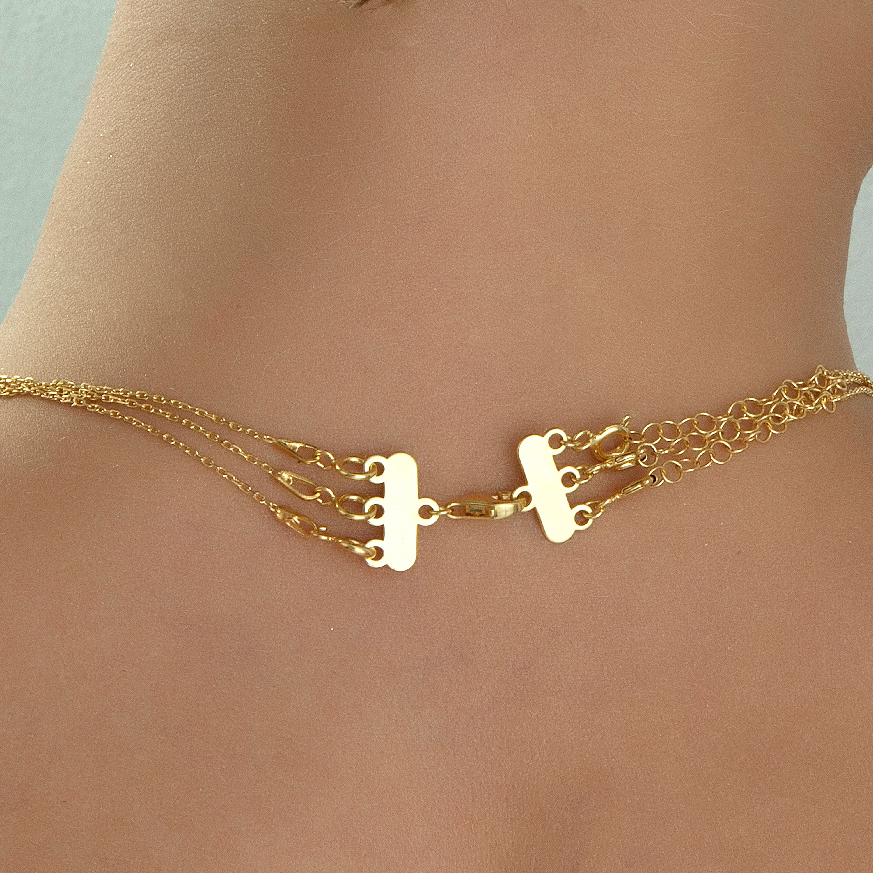 14k Solid Gold Layered Necklace Clasp, Multi Necklace Separator
