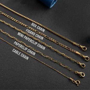 Gold Chain Necklaces, Cable Chain, Box Chain, Paperclip Chain, Figaro Chain, Chains for Kids, Gold Necklace Chain for Mom, Gift for Her