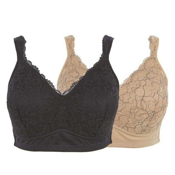 Rhonda Shear Molded Cup Bra Lace Overlay W/back Closure MEDIUM 