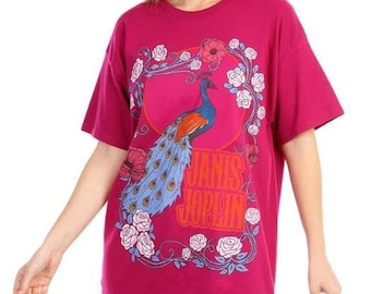 Janis Joplin Vintage-Look Graphic Short Sleeve Top MEDIUM (303)