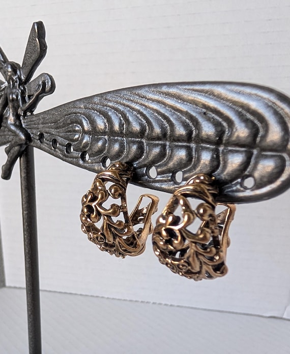 Barse Filigree Bronze Medium Hoop Earrings