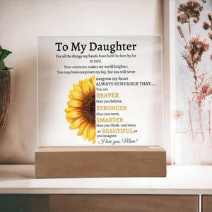 To My Daughter Acrylic Plaque: Sunflower Keepsake Gift from Mom