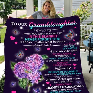 Personalized Granddaughter Blanket: Plush Fleece, Sherpa, or Velvet| Gift for Her|