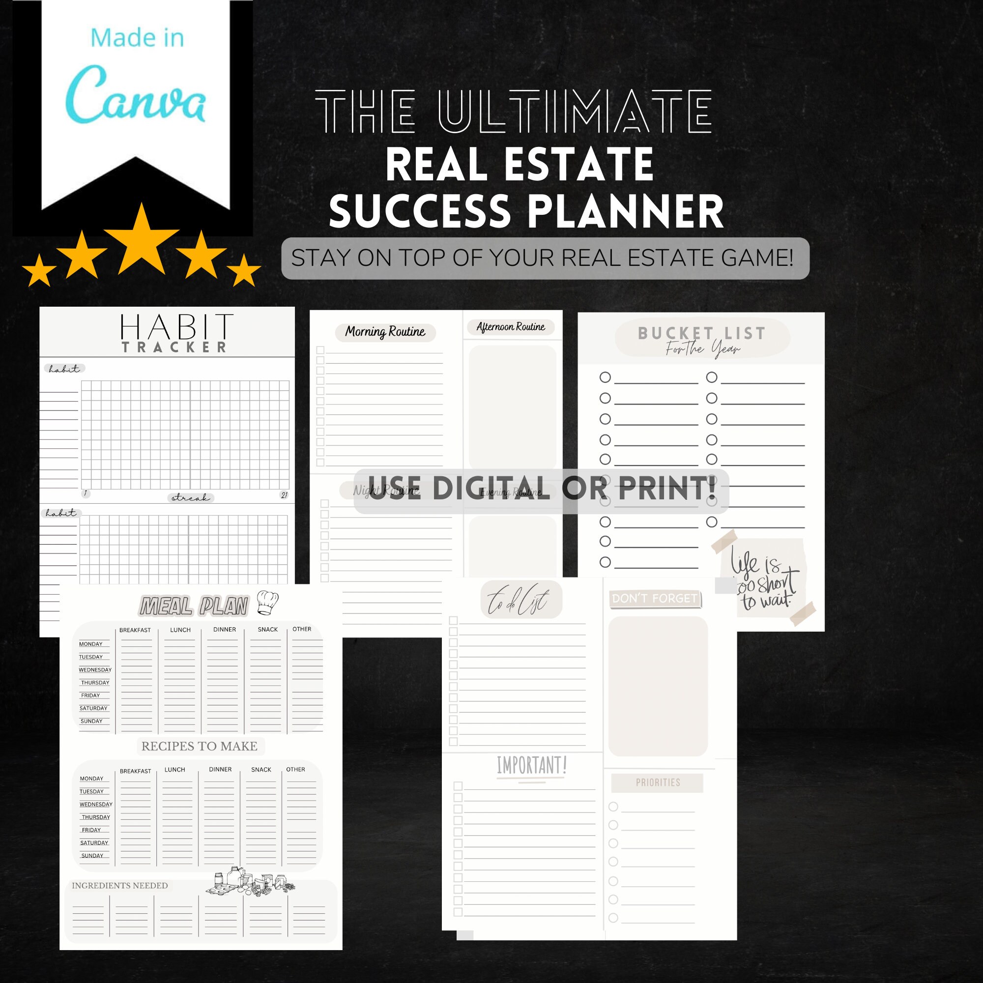 Ultimate REAL ESTATE PLANNER 2023/24 Must Have 5 Reviews Over 700 Pages