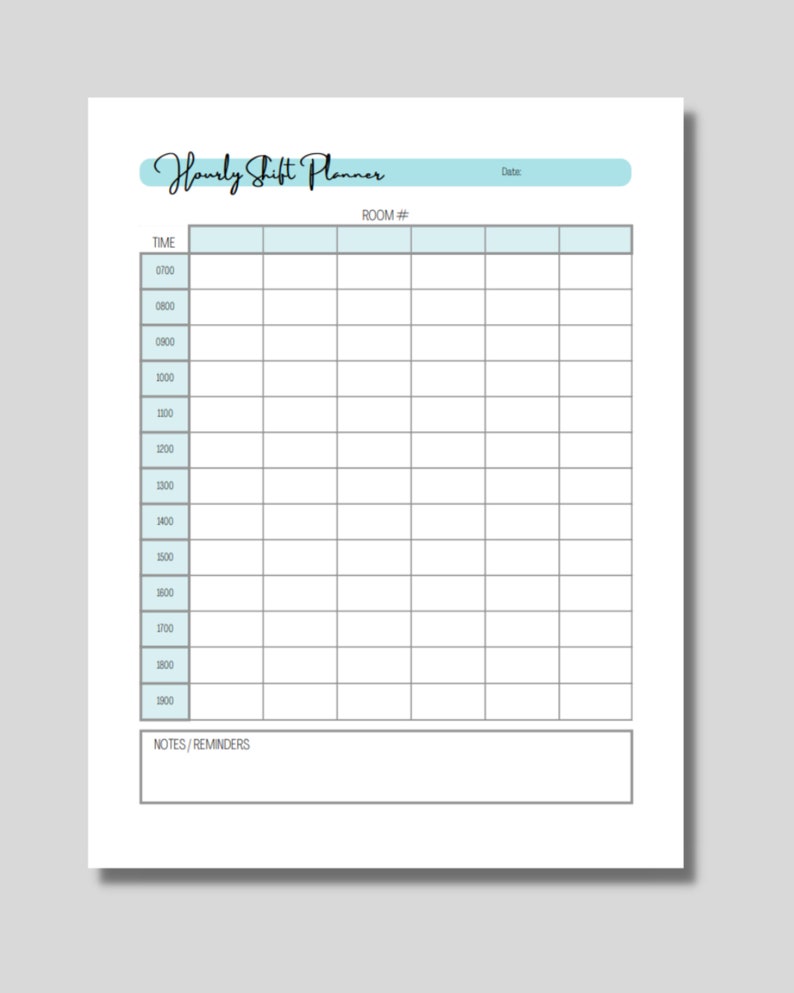 Nurse Report Sheet for End of Shift Handoff. Includes Hourly Planner ...