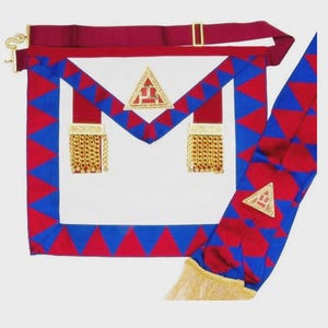 Royal Arch Principal Apron & Sash – Lambskin Leather Masonic Regalia – High Quality Chapter Set