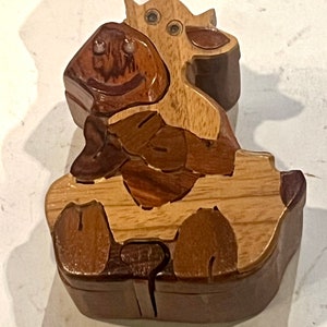 Wooden inlaid puzzle box, RARE & UNIQUE