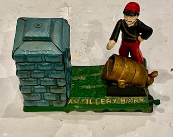 ヴィンテージ鋳鉄製マジックバンク：19世紀の機械式バンク - Etsy 日本